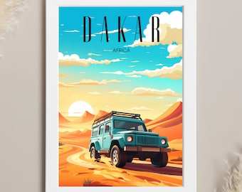 Dakar Rallye Poster | African Landscape Wall Decor | Birthday Gift Idea