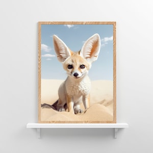 Young Fennec Fox Poster | Sahara in Algeria Print | Animal Portrait