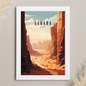 Sahara Desert Wall Art Print | Sahara Wüsten Reise Poster | Sahara Wüste Illustration | Druckbare Sahara Desert Home Decor