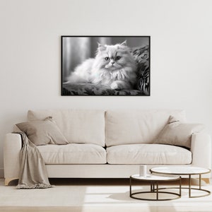 Persian Cat Photo | Black and White Poster | Birthday Gift Idea, Wall Decor