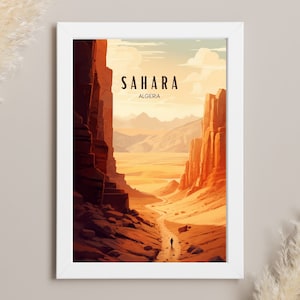 Sahara Wüsten Reise Poster | Sahara Desert Wall Art Print | Sahara Wüste Illustration | Druckbare Sahara Desert Home Decor