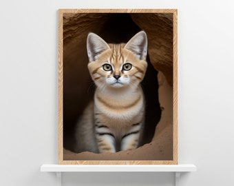 Sand Cat Poster, Sand Cat Wall Print, Animal Portrait