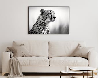 Cheetah Poster | Black and White Photo | Birthday Gift Idea, Wall Decor