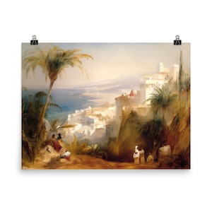 Algeria Ottoman Oil Painting, Poster of Algiers in the 19th Century, Algerian Home Decor
