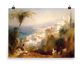 Algeria Ottoman Oil Painting, Poster of Algiers in the 19th Century, Algerian Home Decor