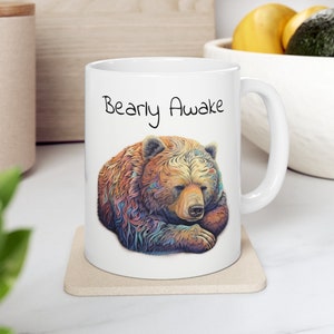 White Ceramic Cute Bear Coffee Mug Tea Cup with Lid & Glass Straw