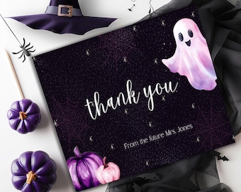 Halloween Bridal Shower Thank You Note Template | She Found Her Boo | Editable in Canva | Instant Download