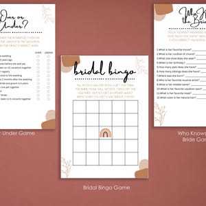 Bridal Shower Games & Activities Combo Pack- Twelve included! Instant Download; Printable; Canva Editable- Boho Bride theme