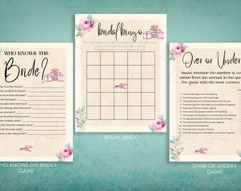 Traveling From Miss to Mrs. Bridal Shower Games | Vintage Travel Theme | Editable Printable Set | 12 Games and Activities Included