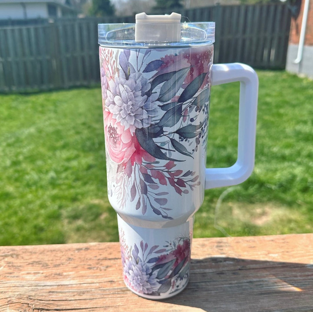 40oz Stanley Dupe Floral Sublimation Tumbler Etsy