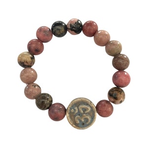 Handmade Rhodonite beaded bracelet