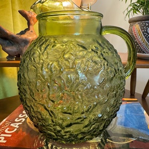 Anchor Hocking Milano Lido Avocado Green Textured Pitcher