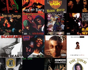Rap Album Cover Art 90er und 2000er Ausgabe Collage Kit (DIGITALE DOWNLOADS) 100 Stück, 4,75 "x 4,75", Album Cover Wall