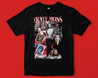 Kate Moss - Vintage Bootleg Style T-shirt - Fashion Icon T-shirt, ,90s Shirt, 90s Supermodel T-shirt, 90s Model Print