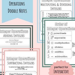 Heltalsoperationer (addera, subtrahera, multiplicera, dividera) 6:e klass matematik DOODLE NOTES Interaktiv anteckningsbok