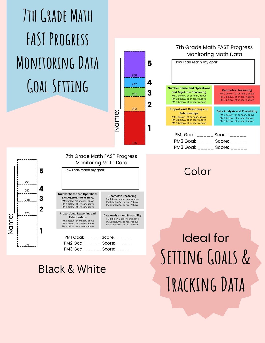 F.A.S.T. 7th Grade Math Goal Setting / Data Tracking Sheet! Progress ...