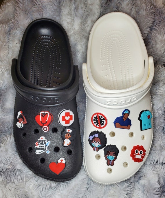 HOW TO BLING YOUR OWN CROCS- NURSE/ STNA MEDICAL FIELD THEMED SHOE CHARMS-  GLAM WORK CROCS 