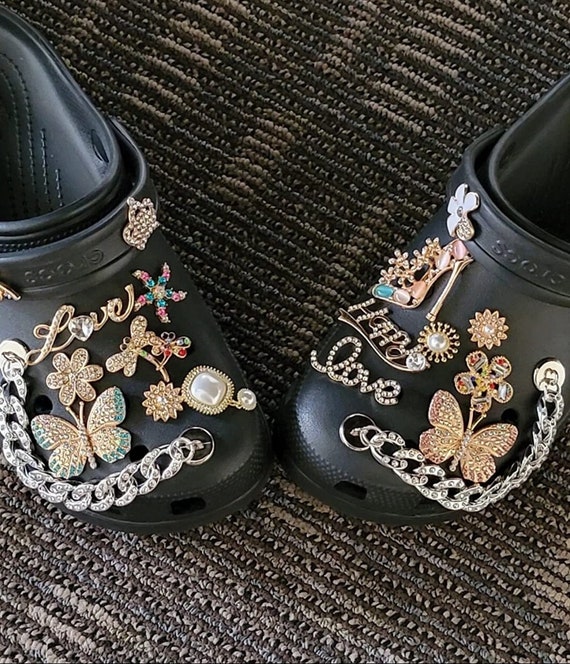 Luxury Rhinestone Croc Charms Designer Pearl Chains Shoes Decaration  Accessories Badg Jibb for Croc Clogs Kids
