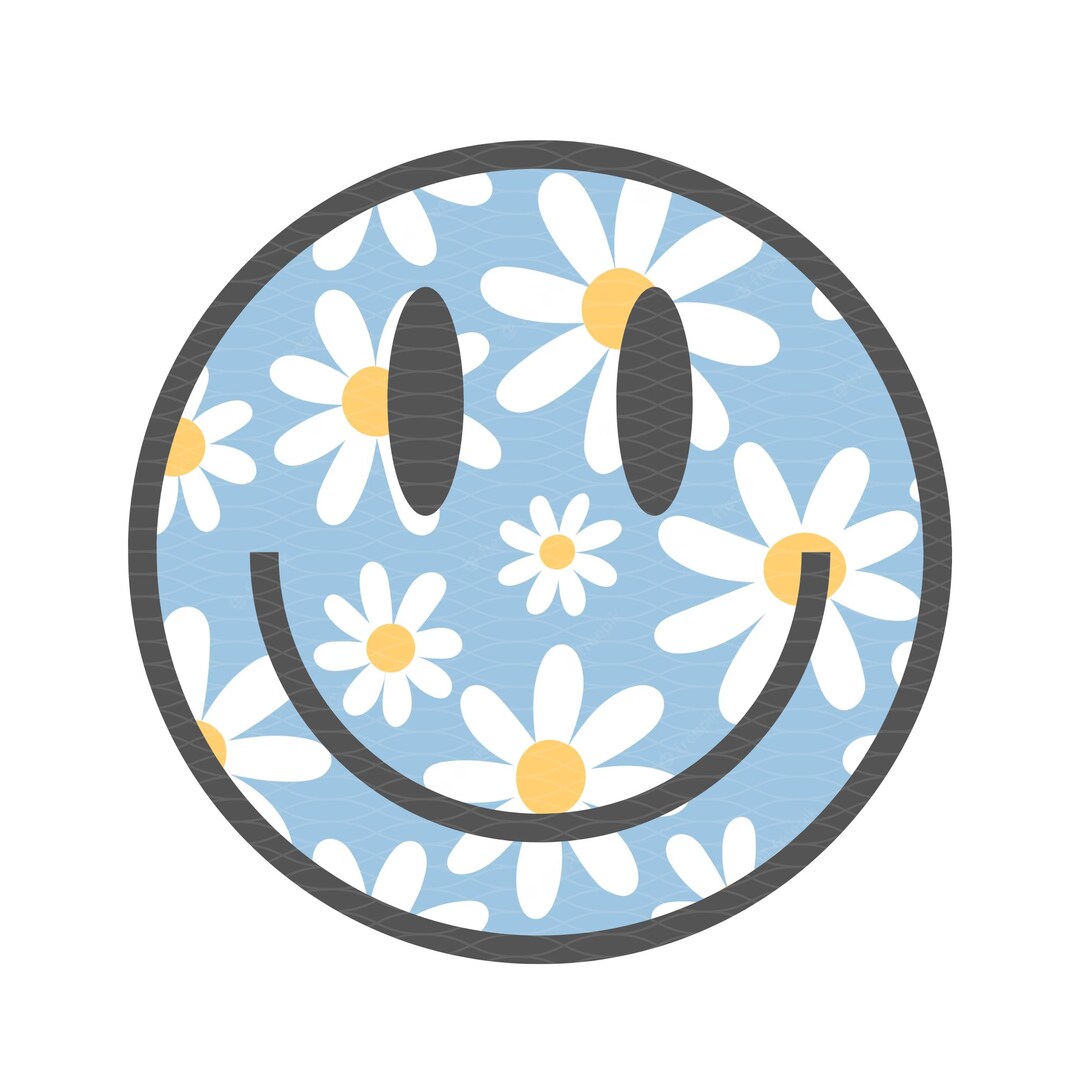 Daisy Smile Face Png, Retro Happy Face, Floral Sublimation, Summer