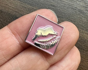 Blush Pink lips kiss kissing enamel lapel pin badge brooch.