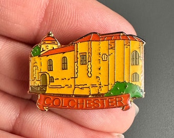 Broche con insignia de Pin de solapa esmaltado Vintage Castillo de Colchester Essex