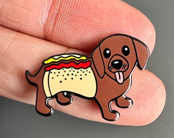 Dachshund hot sausage dog enamel lapel pin badge brooch