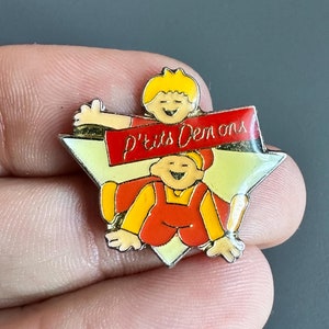 Retro 90s kids characters children p&#39;tits demons enamel lapel pin badge brooch