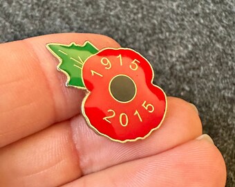 Red Poppy and Leaf Remembrance 1915 - 2015 10 años esmalte solapa pin insignia botón broche atractivo