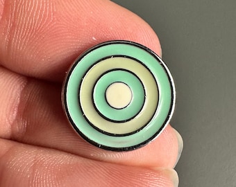 Broche con insignia de pin de solapa esmaltado circular, azul y blanco, verde menta, avance en la concientización sobre el cáncer de mama