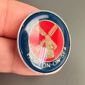 Vintage Hopton-On-Sea Norfolk Windmill Lapel Pin Badge brooch