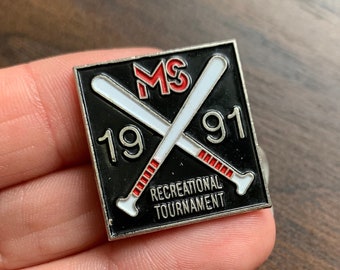 Vintage 1991 MS Torneo recreativo Béisbol Softbol esmalte pin de solapa insignia