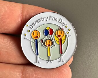 Daventry Fun Day illustration enamel lapel Pin badge brooch