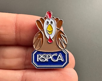 vintage Petit coq poulet coq RSPCA Broche insigne de charité en émail avec épinglette