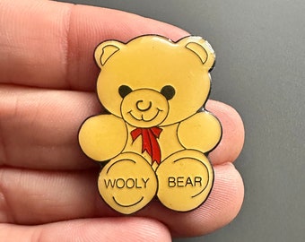 Wooly Bear Woolworths PLC vintage teddy bear enamel lapel pin badge brooch