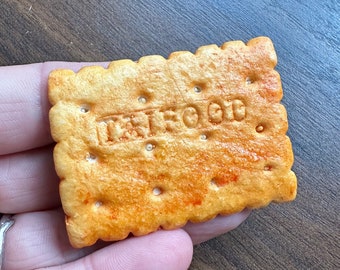 Vintage Taifood Cracker biscuit 3D style plastic acrylic die-cast lapel pin badge
