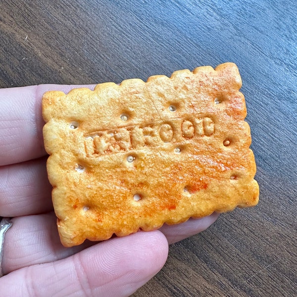 Vintage Taifood Cracker koekje 3D-stijl plastic acryl gegoten reversspeld badge