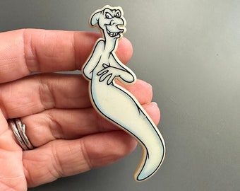 1995 Uncle Stretch Casper The Friendly Ghost Glow in the Dark Halloween Große Anstecknadel aus Kunststoff mit Aufdruck