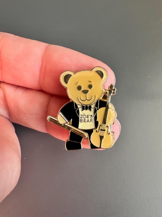 Teddy bear playing violin cello stringed instrume… - image 1