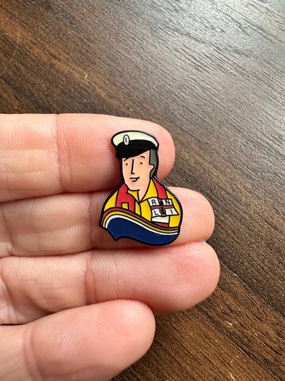 Boating RNLI Man figure character lapel pin badge brooch - supporting charity Royal National Lifeboat Institution 3 of 6