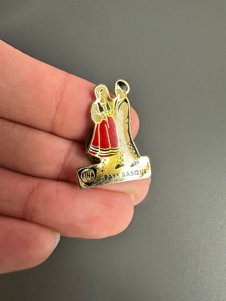 Basque Pin Vintage FINA Pays Basque French Tourism Traditional Dress People Enamel ...