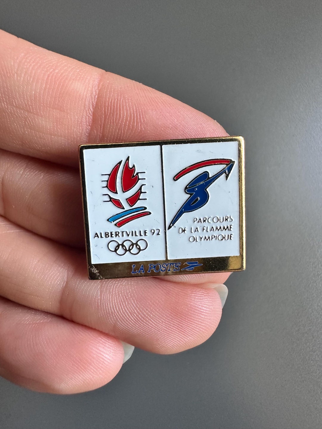 Pin's Olympiques Albertville 92 - Parcours De La Flamme (La Poste) - Occasion