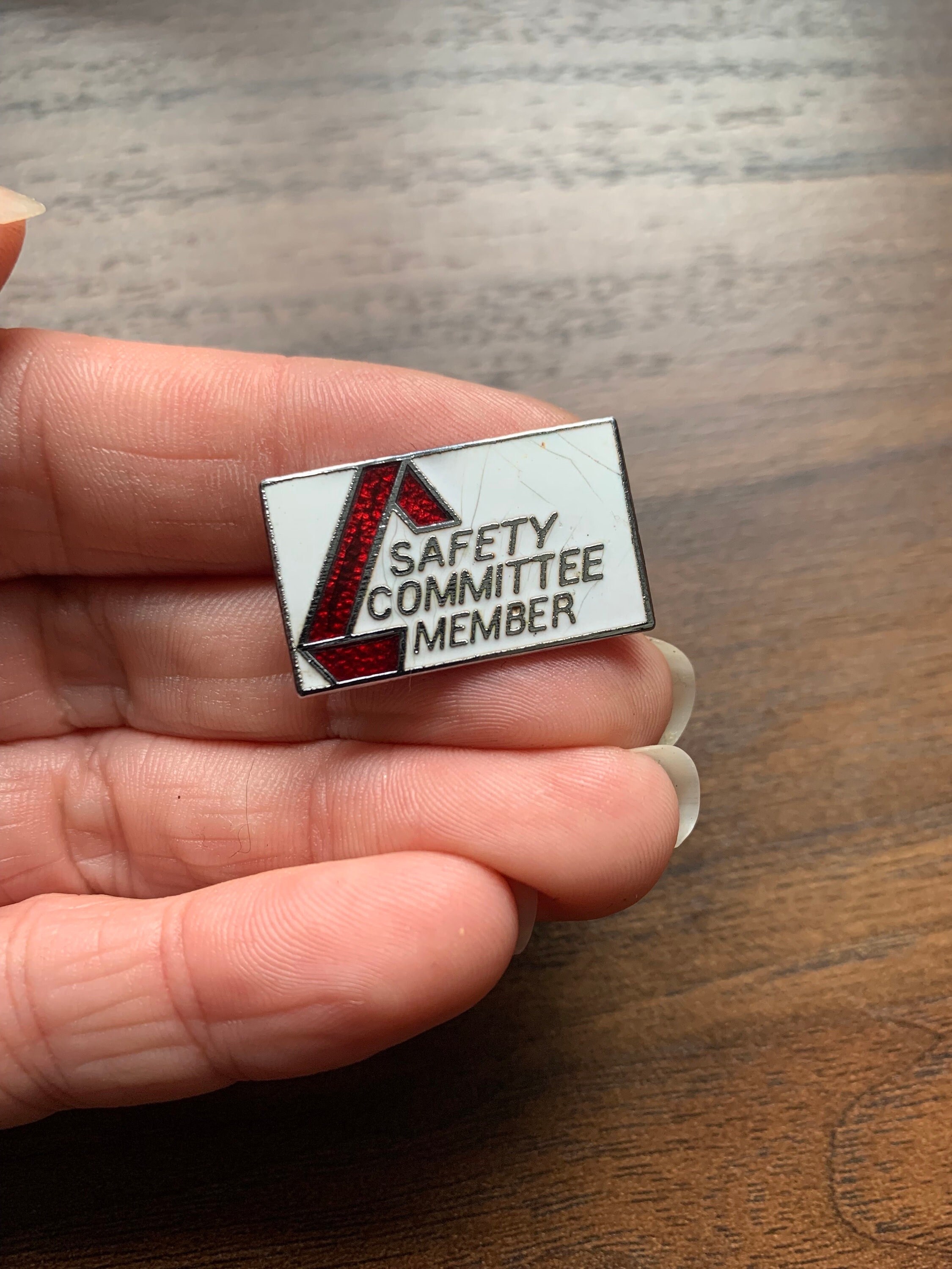 Vintage Enamelled Safety Committee Member Lapel Pin Badge Brooch Etsy Canada