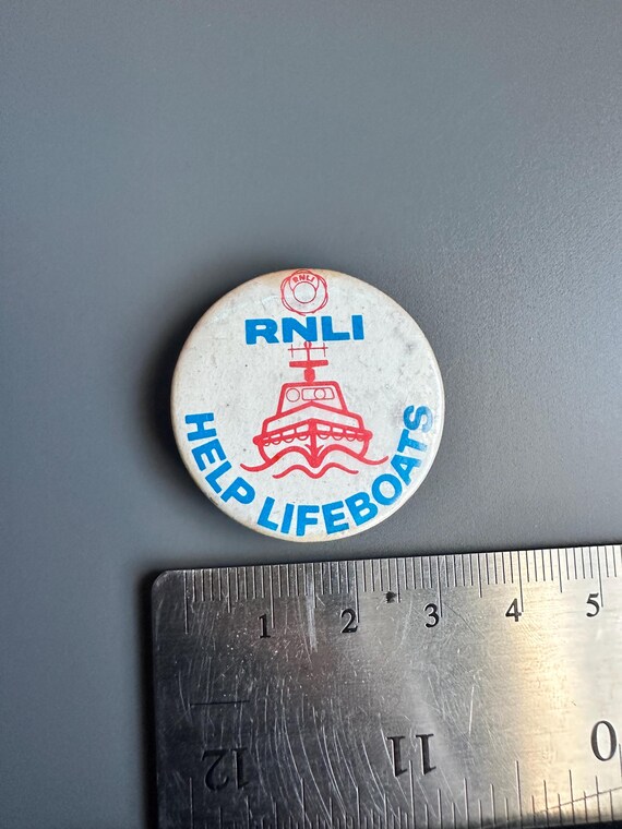 1970s Boating RNLI Help Lifeboats button lapel pin badge brooch - supporting charity Royal National Lifeboat Institution View 4