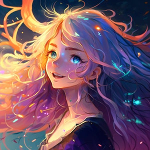 Anime Girl Artwork - Digital Print, Instant Download PNG, JPEG, MP4