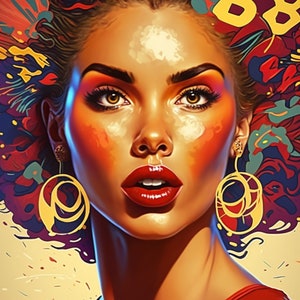 Pop Art Girl, Hyper realistisch, Digitaldruck, 8k, Easy Download, MP4, JPEG, PNG Dateien