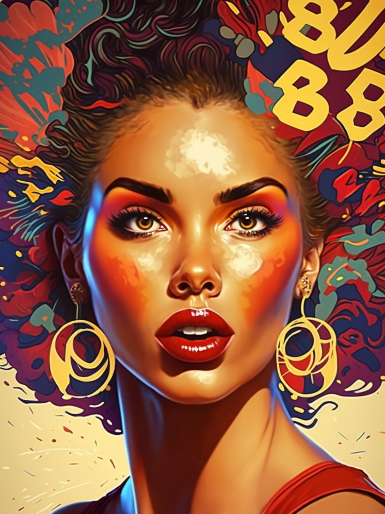 Pop Art Girl Hyper Realistic Digital Print 8k Easy Etsy