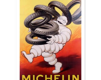 Michelin Man Bibendum Vintage Art Print | Tire Advertisement Poster