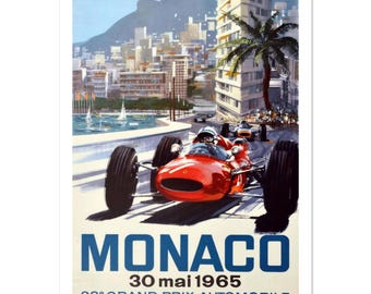 Gran Premio di Monaco 1965 - Poster vintage di corse automobilistiche / Arte di Formula 1