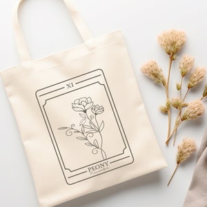 Flor de nacimiento personalizada noviembre Tarot tarjeta bolso de mano personalizado flor silvestre nacimiento tote noviembre flor tote flor personalizado tarot bolso de mano regalo