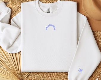 Flight Attendant Crew Neck Sweatshirt, Sweatshirt Gift, Sleeve Design Sweatshirt, Pilot Gift, Flight Attendant Gift, Travel Shirt Gift